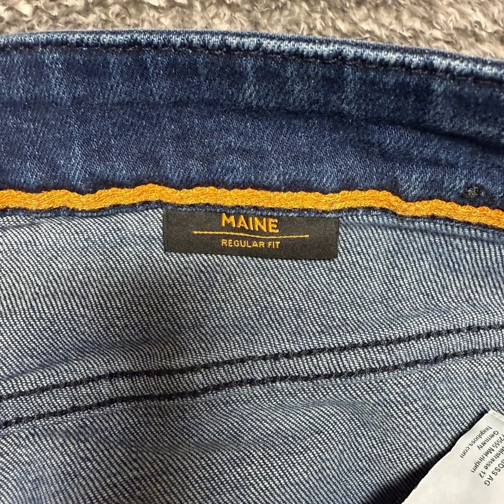 Hugo Boss Mens Maine Regular Fit Jeans Size 36x32 Blue Dark Wash Denim Pants - Picture 6 of 11